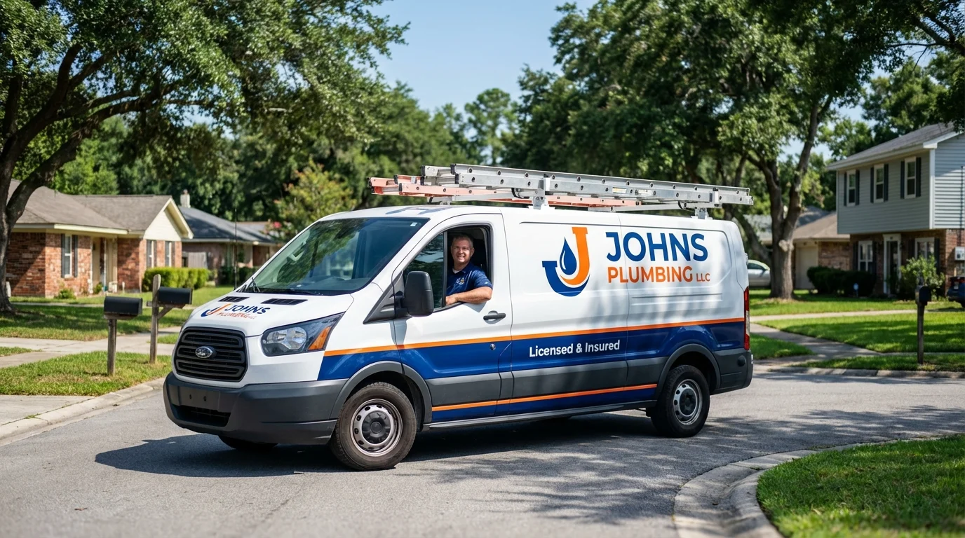 Johns Plumbing LLC service van in Rogers City, MI