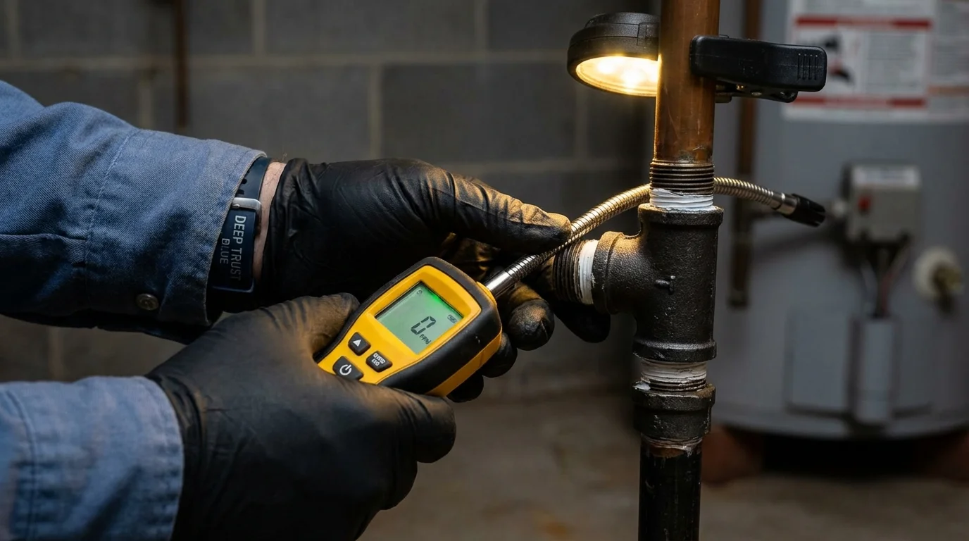 Gas leak detection with electronic sniffer by Johns Plumbing LLC in Rogers City