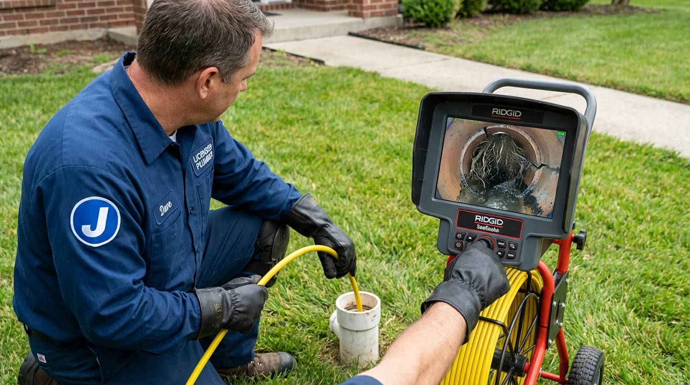 Sewer camera inspection being performed by Johns Plumbing LLC in Rogers City
